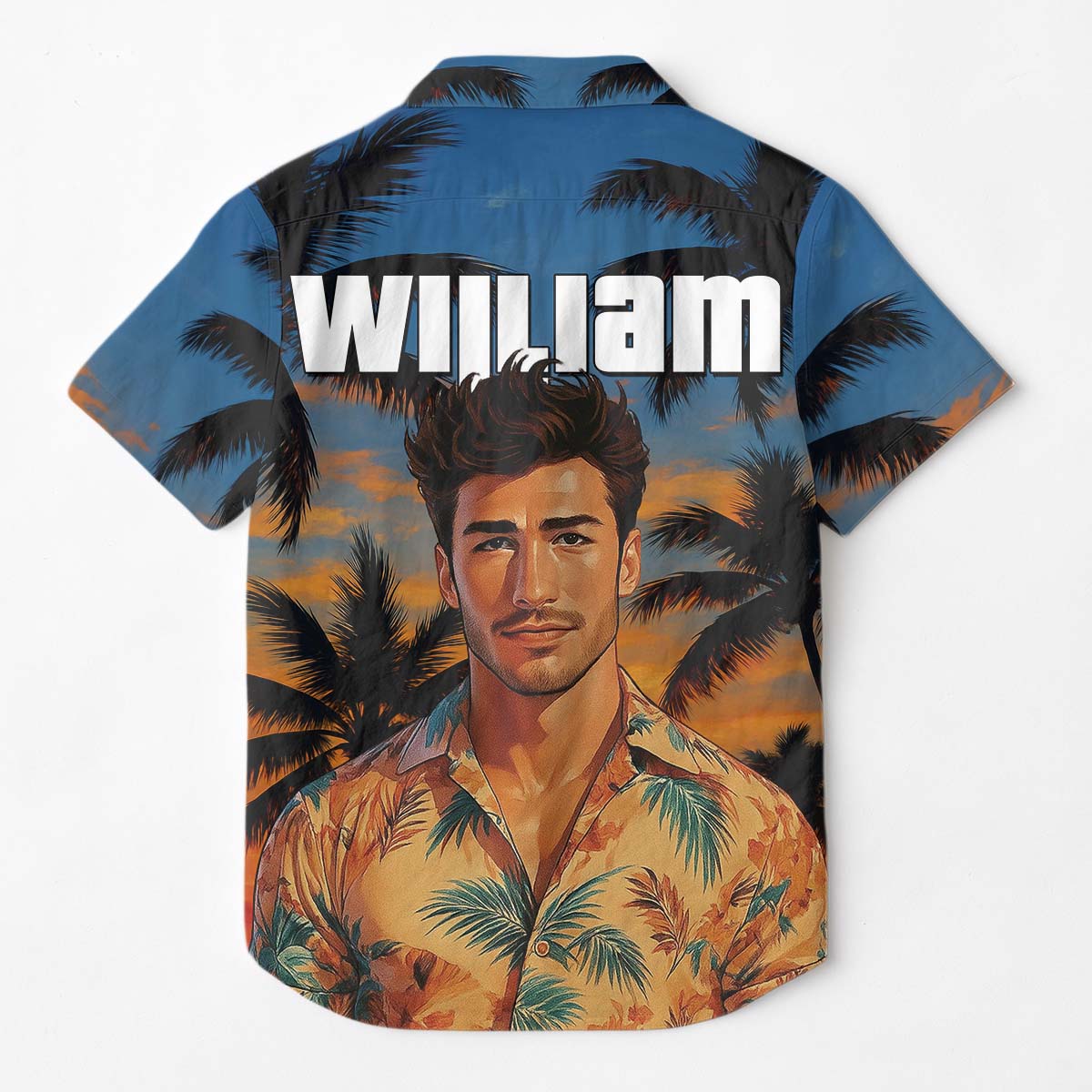 Custom Photo Sunset Tropical  - Personalized Customized Hawaiian shirt