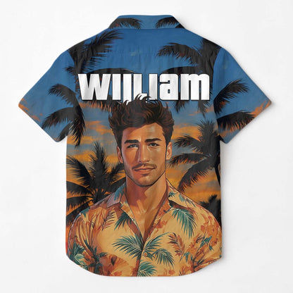Custom Photo Sunset Tropical  - Personalized Customized Hawaiian shirt
