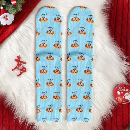 Custom Pet Portrait Socks ? Personalized Dog/Cat/Person Photo & Name Gift