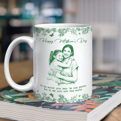 Custom Photo Pencil Sketch Happy Mother's Day To Mom Personalized Print Full Mug