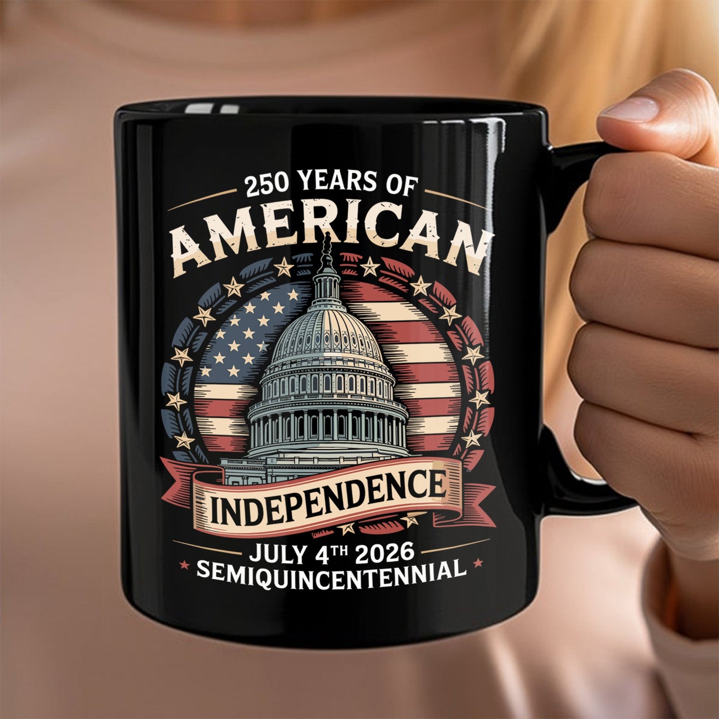 250 Years Of America Black Mug