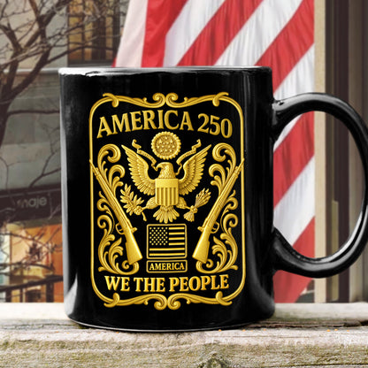 1776 - 2026 America 250th Anniversary Black Mug