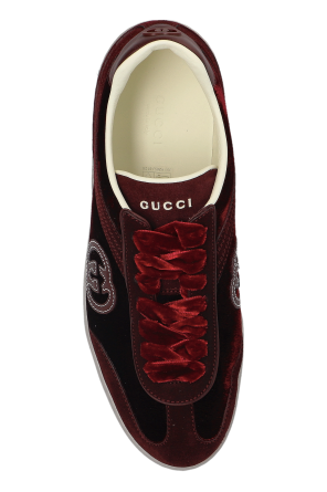 Men's Gucci G75 Logo-Appliquéd Leather-Trimmed Suede Velvet Sneakers