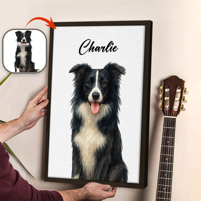 Custom Pet Portrait Photo With Watercolor Style Poster Picture Frame