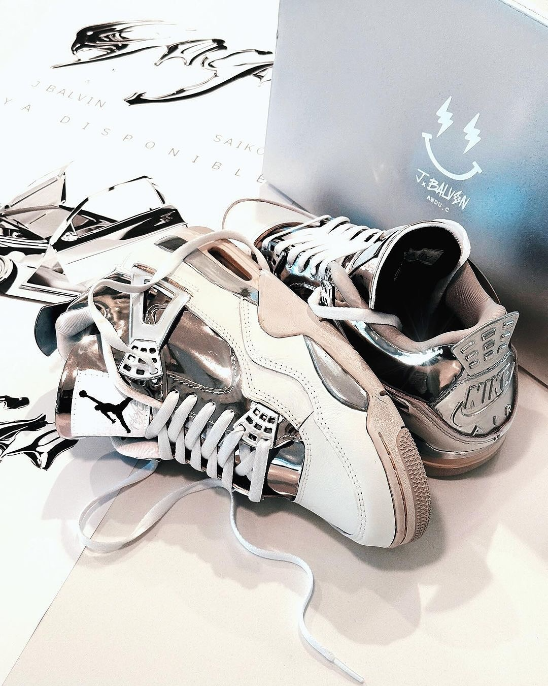 Men's J Balvin X Air Jordan 4  'Rayo Iron Man' Shoes