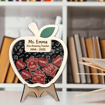 Personalized  Teacher Retirement Acrylic Apple Shaking Magnet Gift From Student