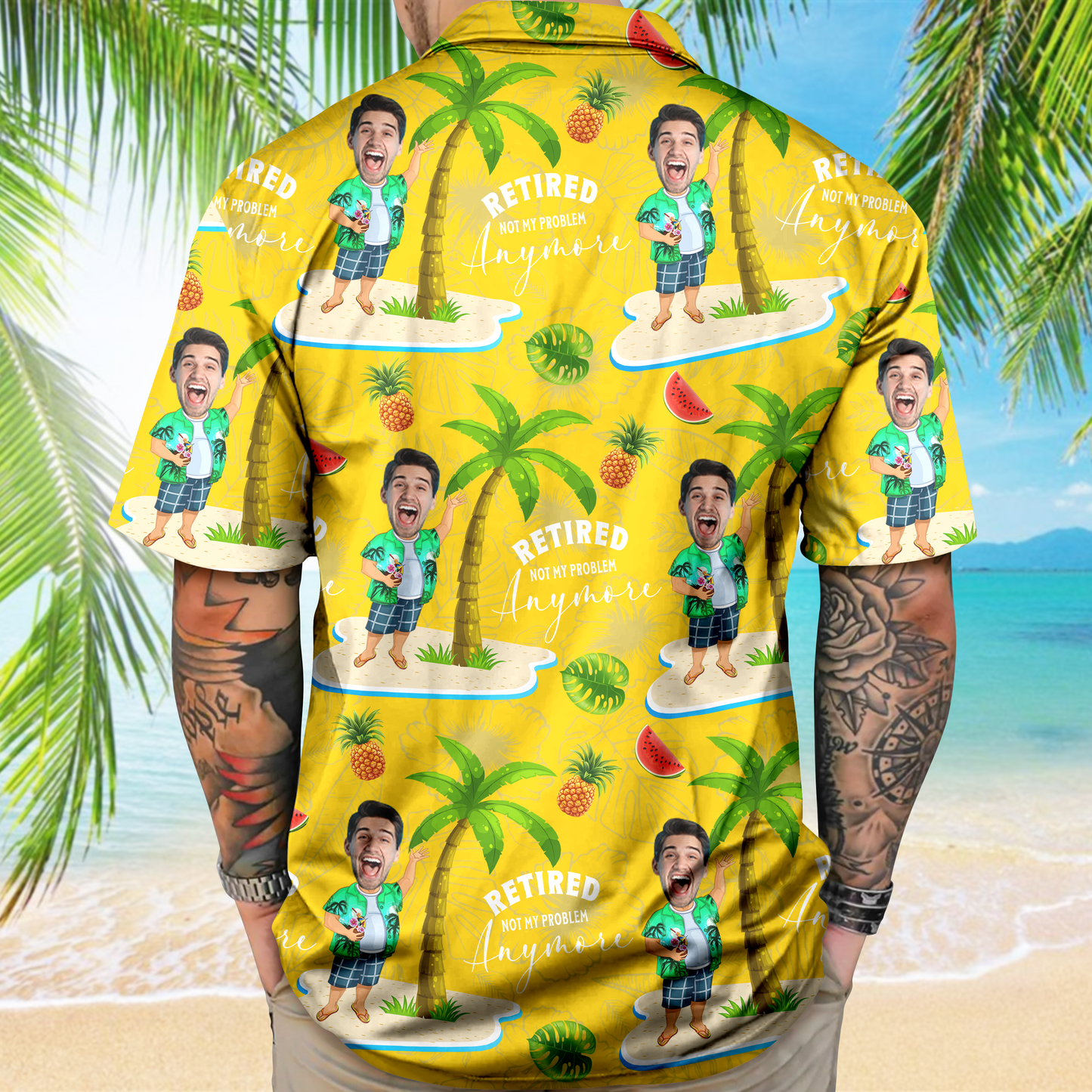 Custom Face All Over Print Hawaiian Shirt Personalized Retirement Gift for Dad