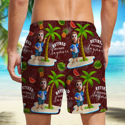 Custom Face All Over Print Beach Short Personalized Retirement Gift for Dad