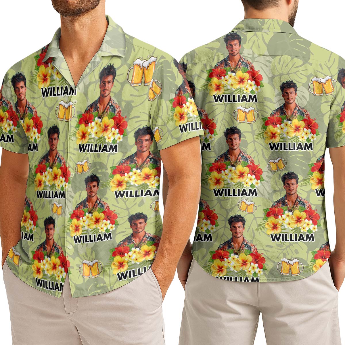 Custom Photo Drinkin' & Cheerin' - Personalized Customized Hawaiian Shirt