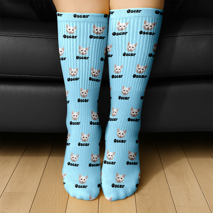 Custom Pet Portrait Socks ? Personalized Dog/Cat/Person Photo & Name Gift