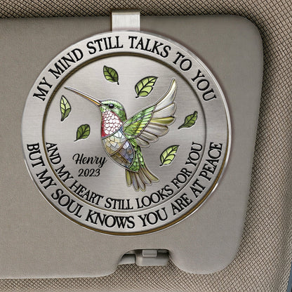 Memorial My Mind Still Talk To You - Personalized Car Visor Clip - Meaningful Gift For Family Members, Mom, Dad