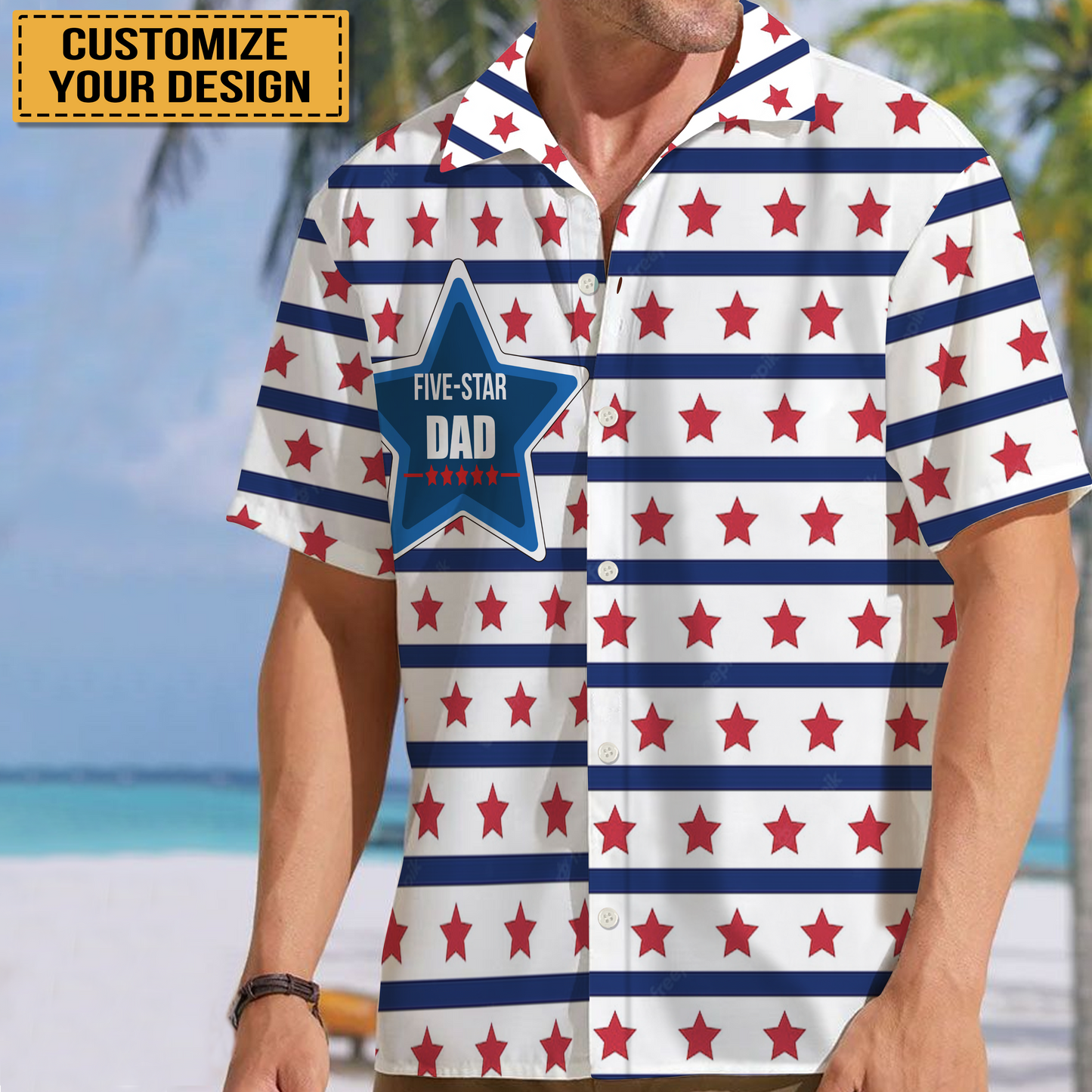 Five Star Best Dad Ever - Gift For Father Grandpa Dad - Personalized Customized Hawaiian shirt
