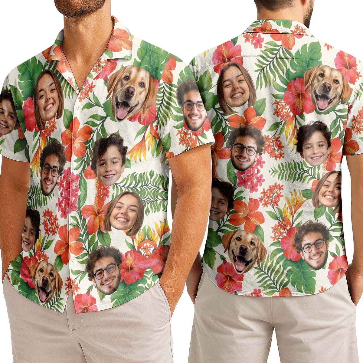 Custom Photo With Beloved Ones Tropical - Personalized Customized Hawaiian shirt