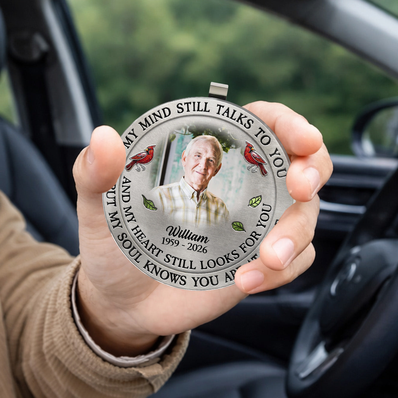 Custom Photo My Mind Still Talk To You - Personalized Car Visor Clip - Special Gift For Family Members