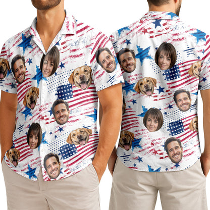 Custom Photo With Beloved Ones American Theme - Personalized Customized Hawaiian shirt
