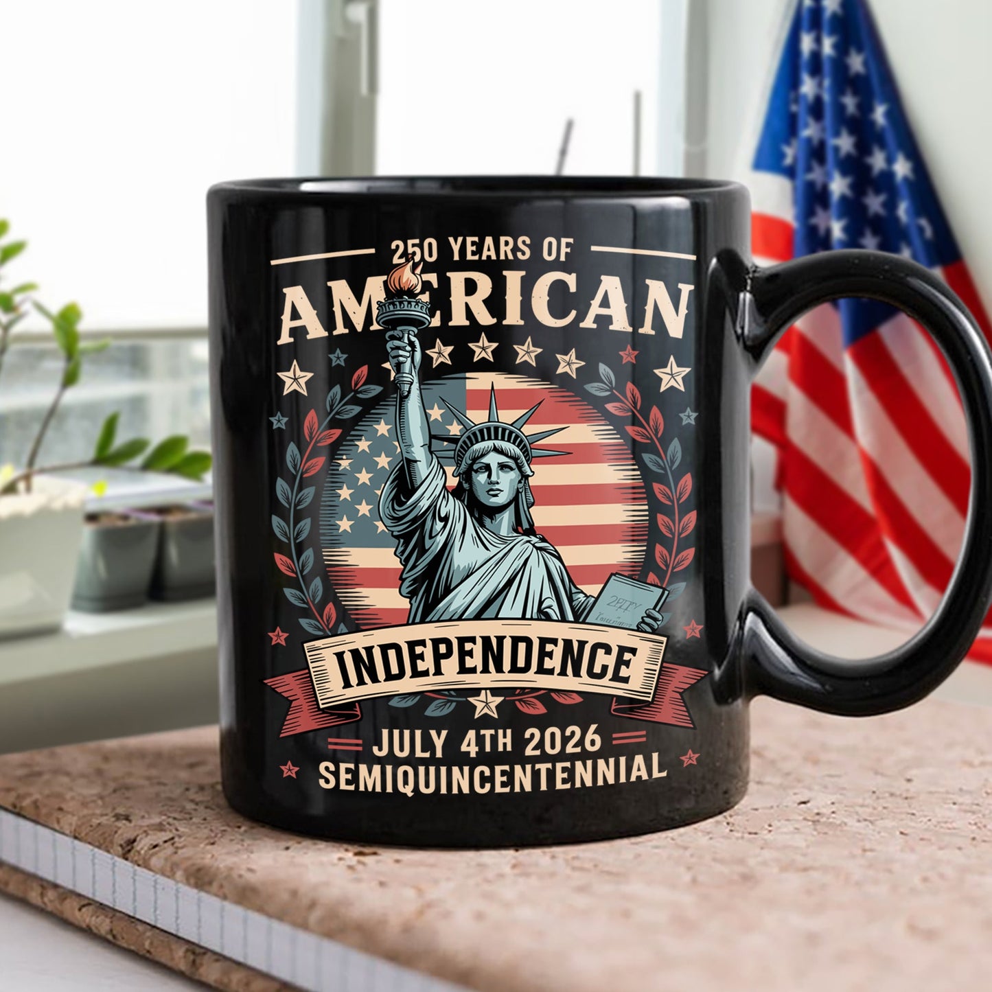 250 Year Of American Independence Black Mug