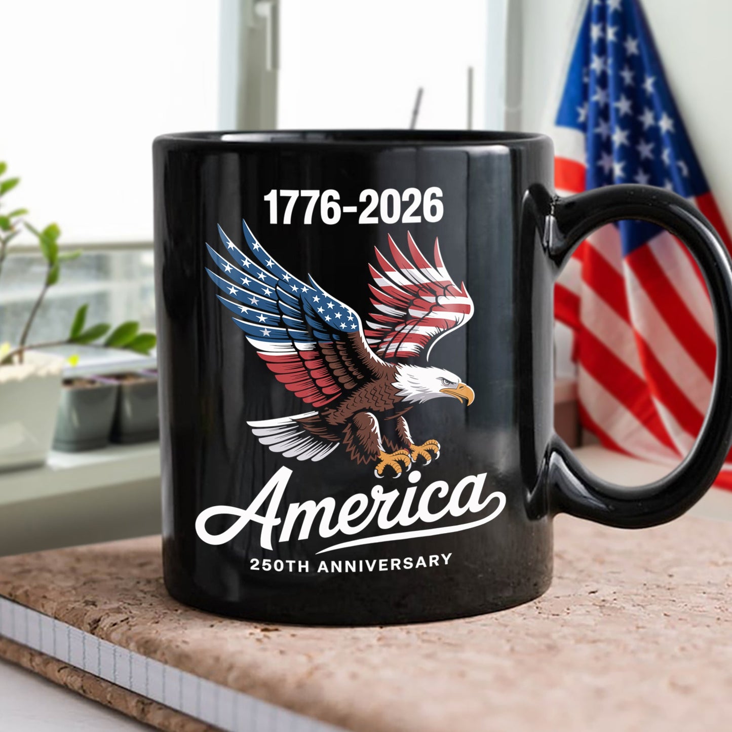 Celebrate 250 Years of America USA Anniversary 1776-2026 Black Mug