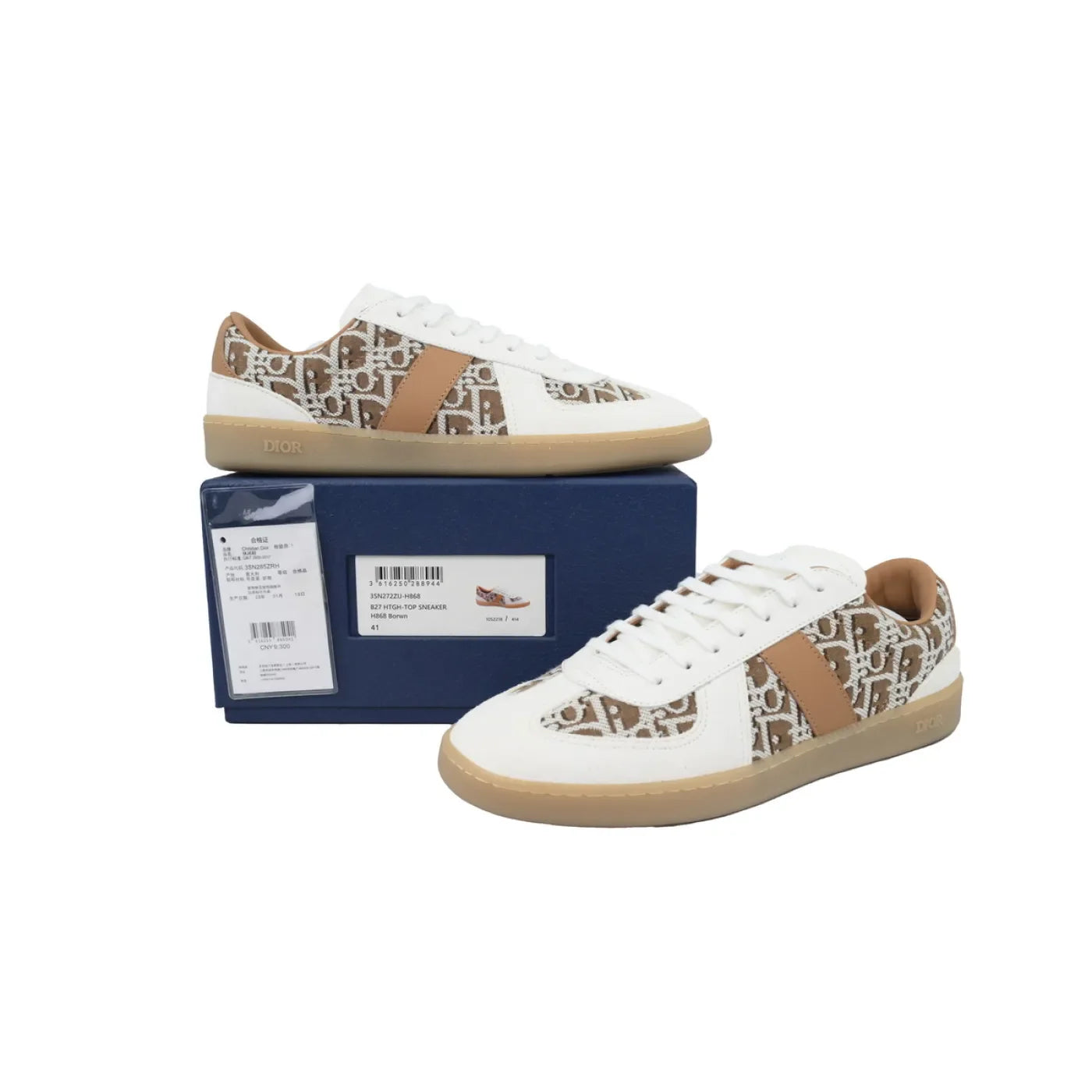 Men's Dior B01 Matchpoint White And Brown Print Sneakers