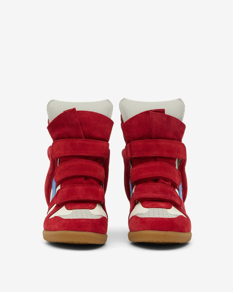 Men's Isabel Marant Bekett Hidden Wedge High Top Red Sneakers