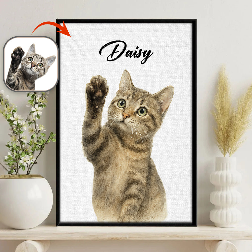 Custom Pet Portrait Photo With Watercolor Style Poster Picture Frame