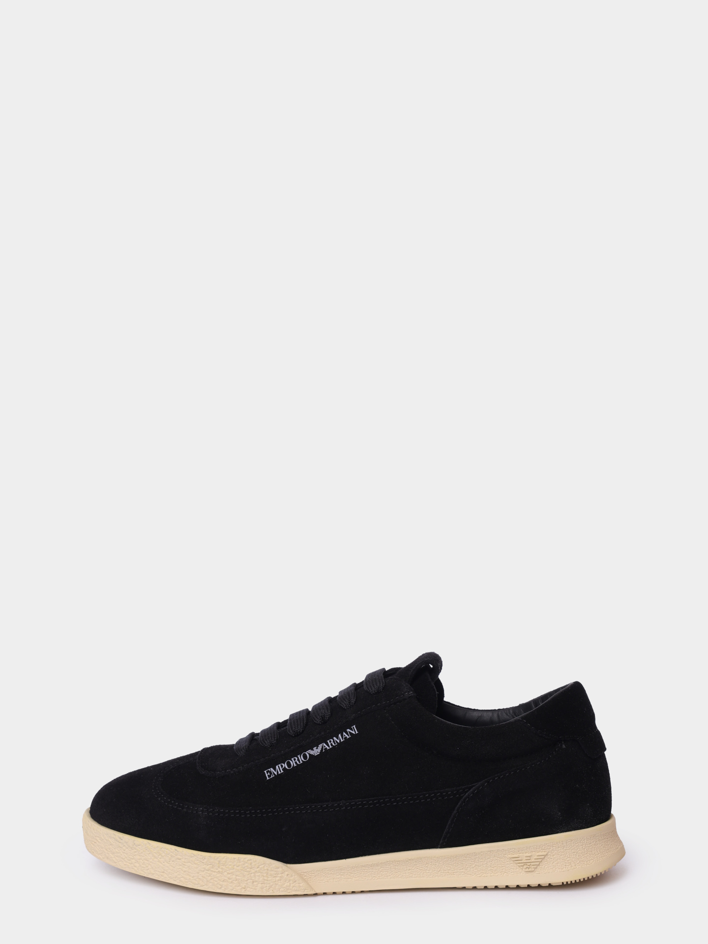 Men's Emporio Leather And Suede Black Sneakers