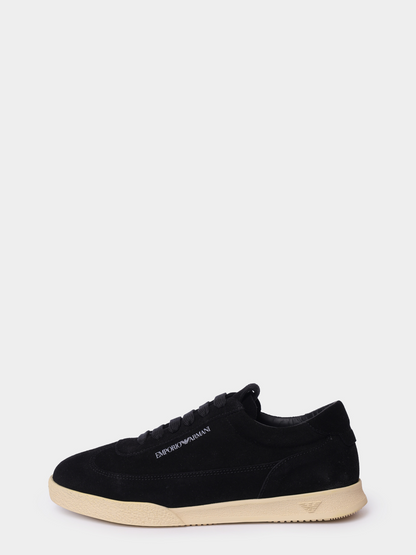 Men's Emporio Leather And Suede Black Sneakers