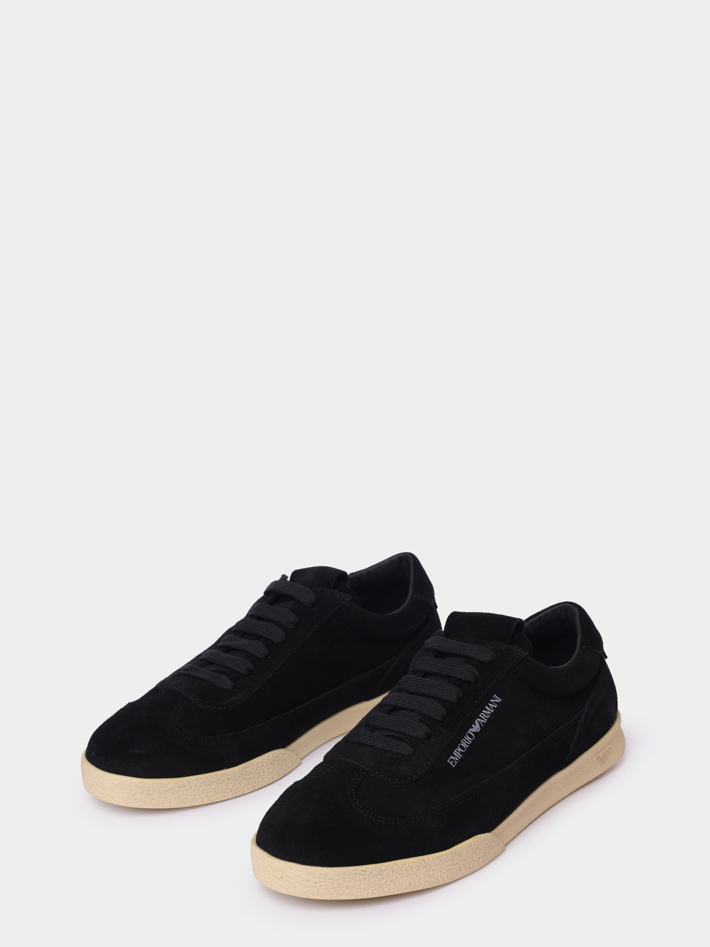Men's Emporio Leather And Suede Black Sneakers
