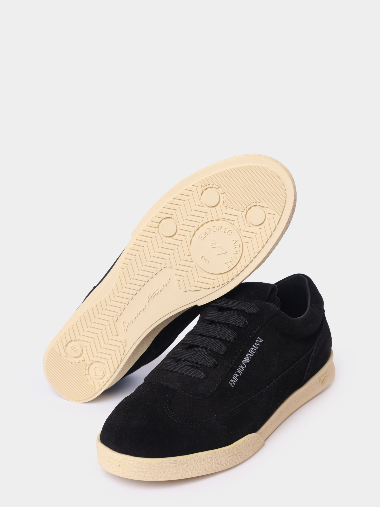 Men's Emporio Leather And Suede Black Sneakers