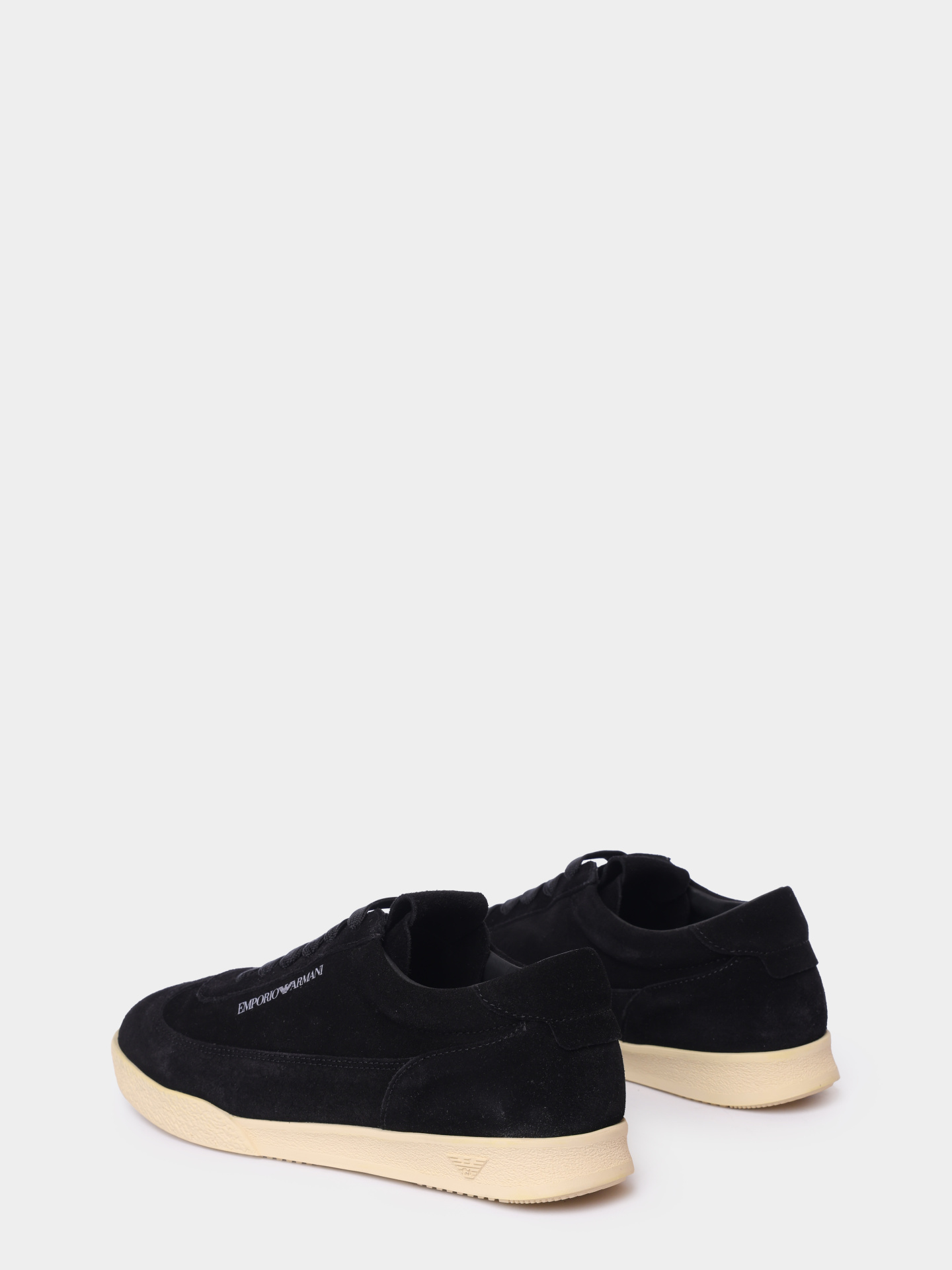 Men's Emporio Leather And Suede Black Sneakers