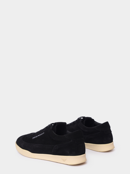 Men's Emporio Leather And Suede Black Sneakers