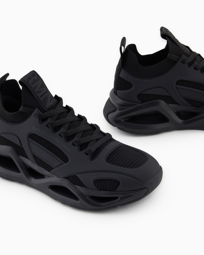 Men's Ea7 Emporio Armani Sneakers With Mesh Panels Black Sneakers