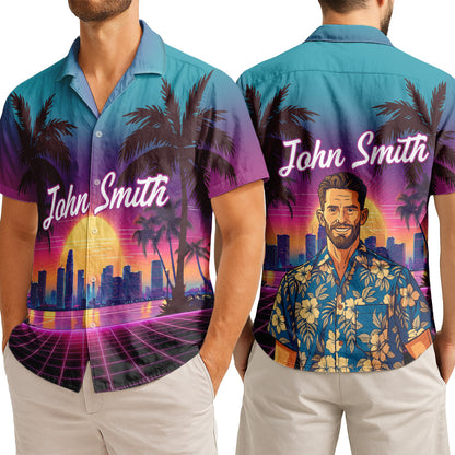 Custom Photo Sunset Pop - Personalized Customized Hawaiian shirt