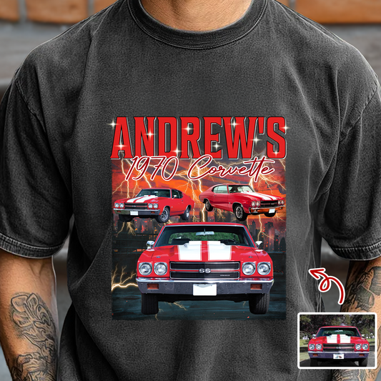 Custom Photo Classic Car Portrait Retro Style Comfort Shirt