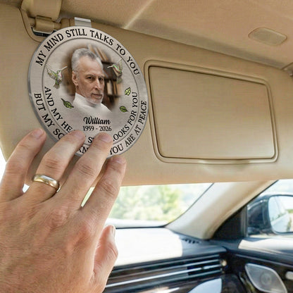 Custom Photo My Mind Still Talk To You - Personalized Car Visor Clip - Special Gift For Family Members