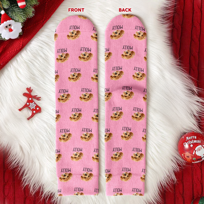 Custom Pet Portrait Socks ? Personalized Dog/Cat/Person Photo & Name Gift