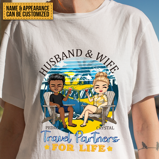 Husband And Wife Travel Partners For Life - Beach Couple T-shirt - Gift For Couples