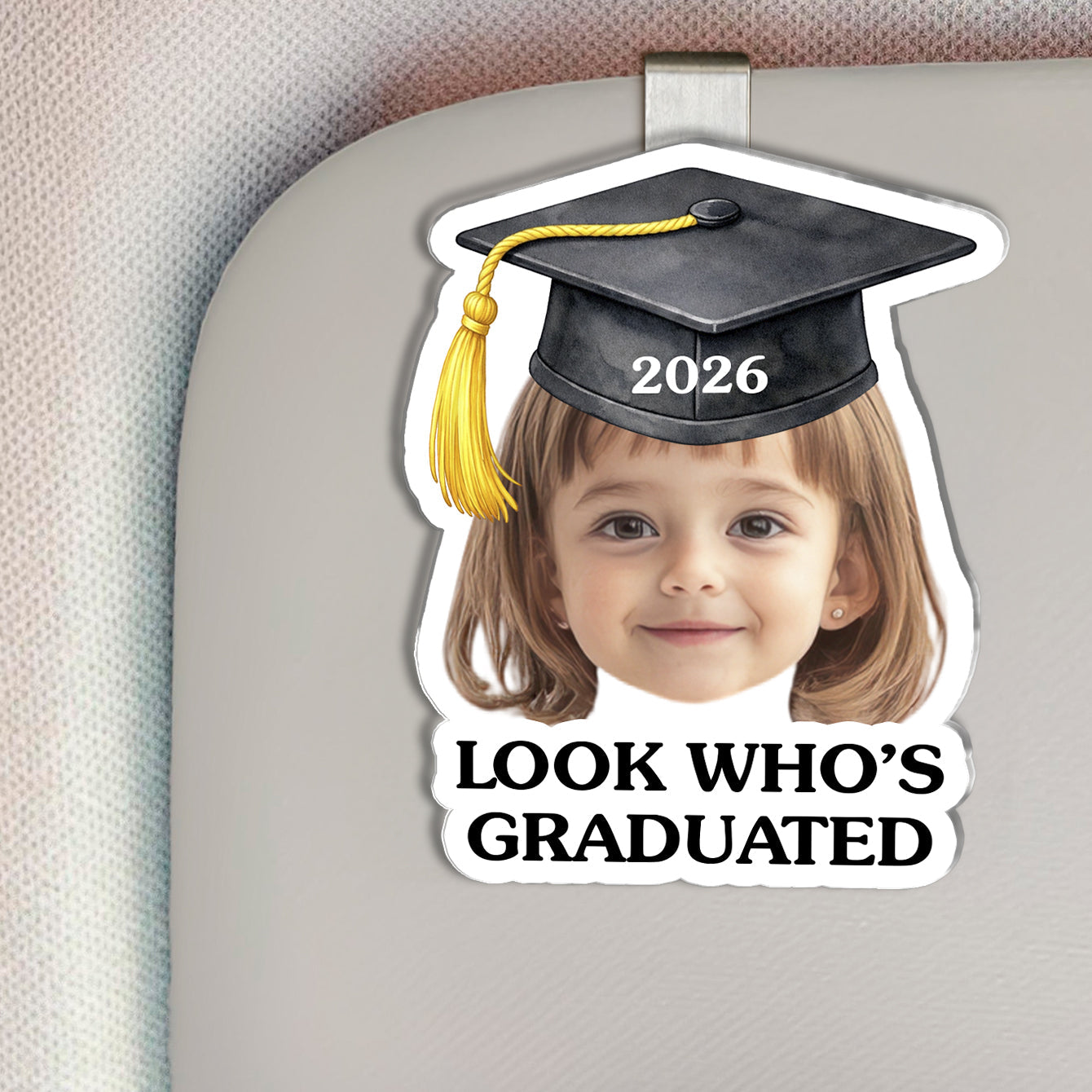 Custom Photo Look Who Graduated - Personalized Car Visor Clip - Special Gift For Family Members, Best Friends, Siblings