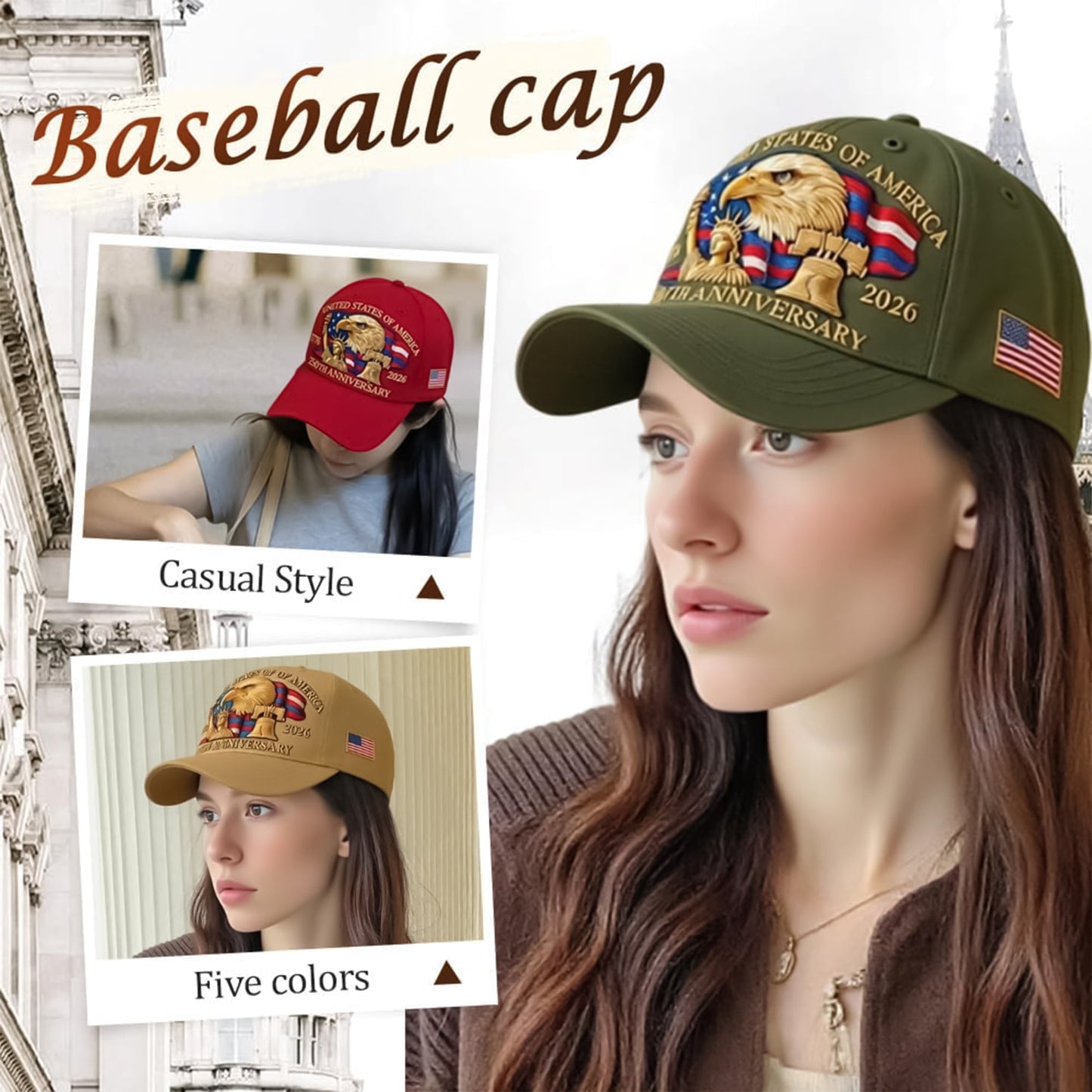 Bald Eagle United States Of America 250th Anniversary Embroidered Cap