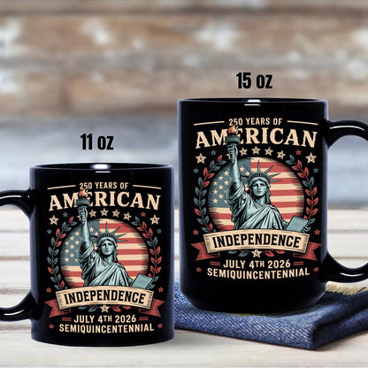 250 Year Of American Independence Black Mug