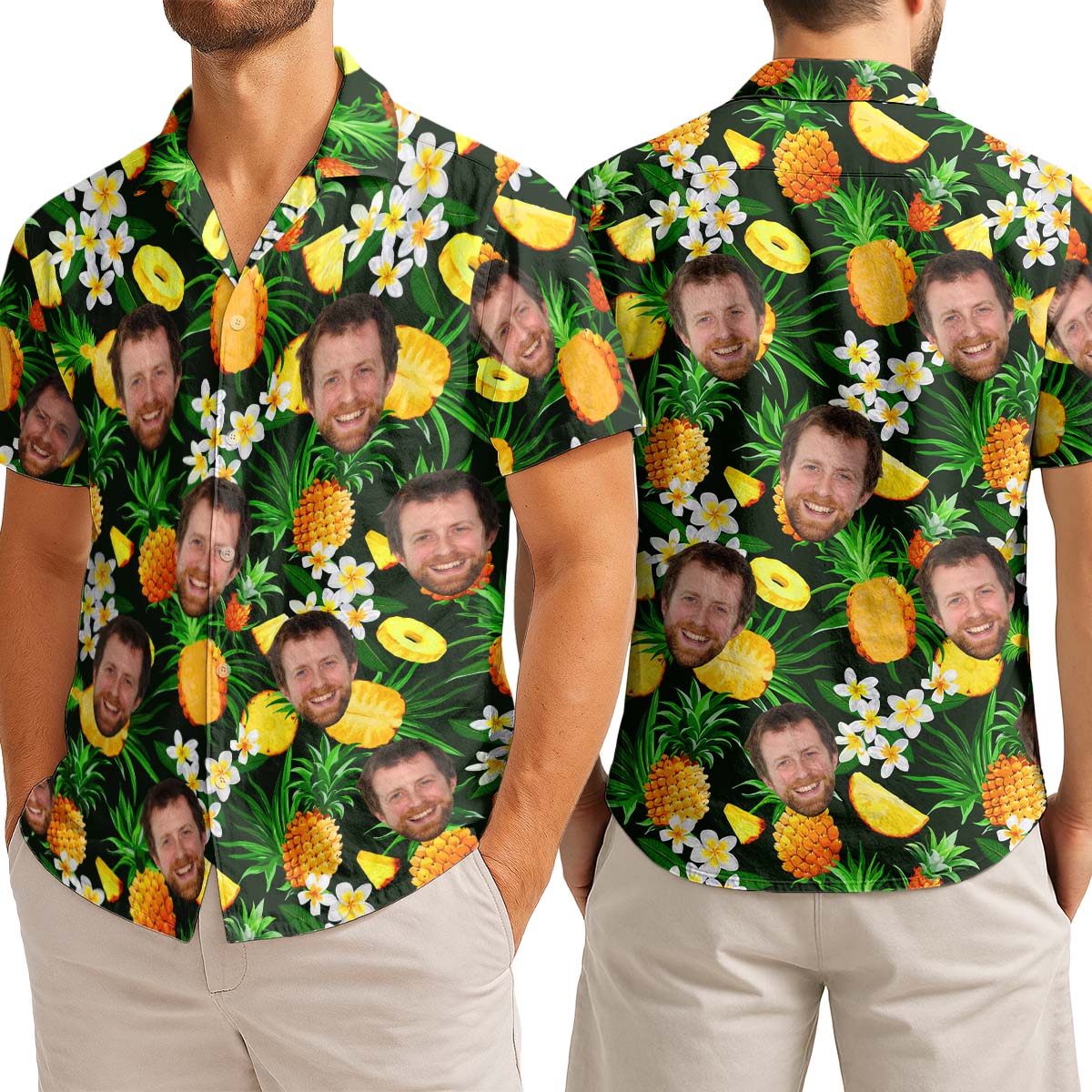 Custom Photo With Beloved Ones Flamingo Theme - Personalized Customized Hawaiian Shirt