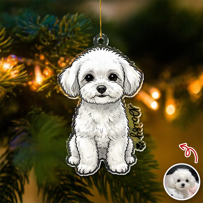 Custom Cute Dog Photo Portrait Christmas Decoration Acrylic Ornament
