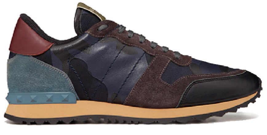 Men's Valentino Camo Rock Runners Camouflage Blue Sneakers