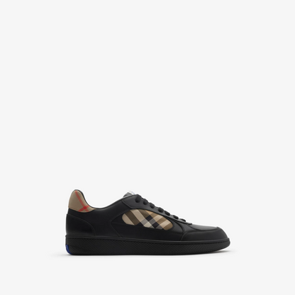 Men’s Burberry Leather Check Terrace Black Sand Sneakers
