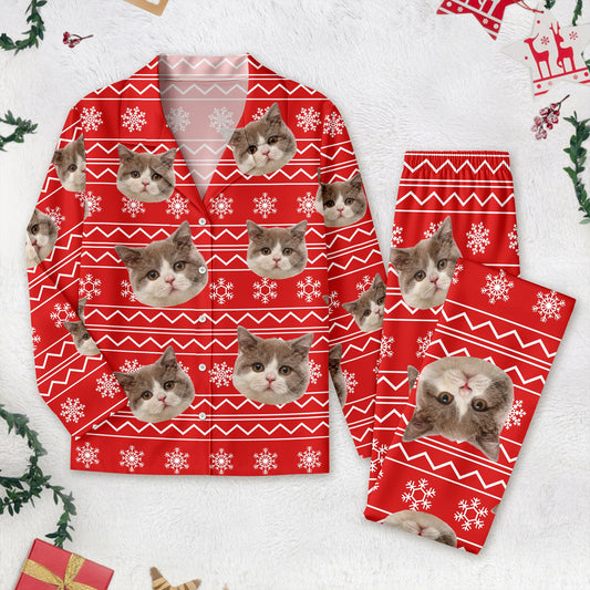 Custom Photo Christmas Cat Pajamas
