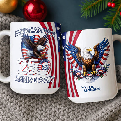 Custom Name American Pride Patriotic 250th Anniversary Eagle Mug