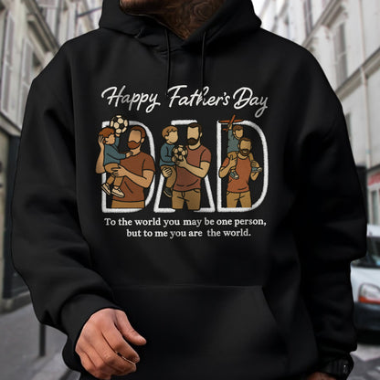 Custom Portrait Photo Happy Father's Day Dad With Kid Embroidered Shirt