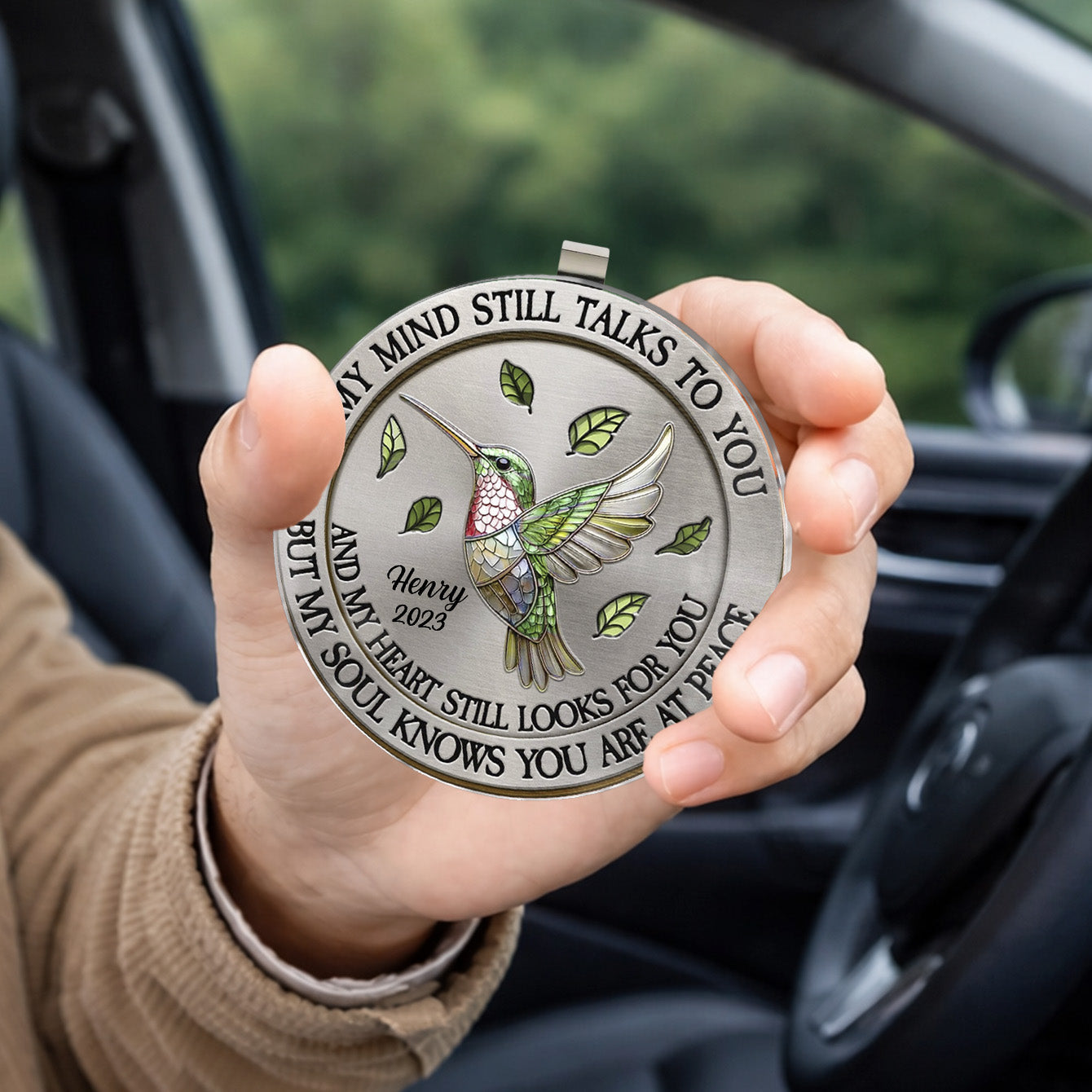 Memorial My Mind Still Talk To You - Personalized Car Visor Clip - Meaningful Gift For Family Members, Mom, Dad