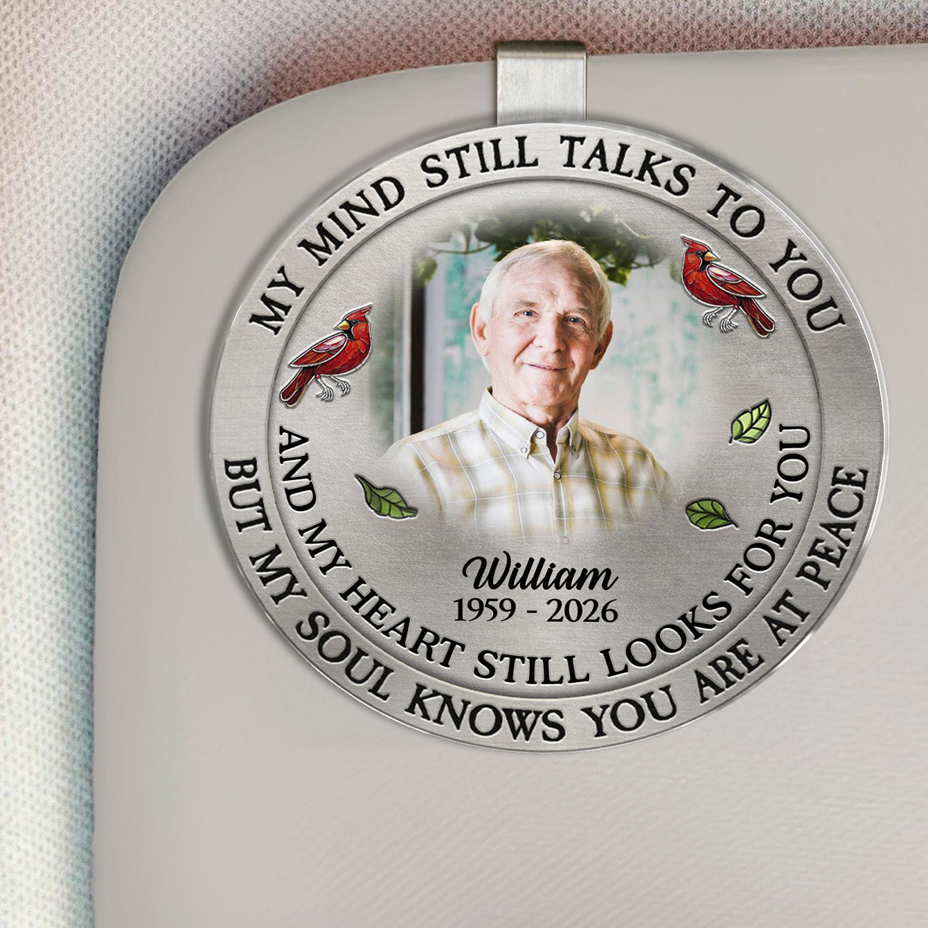 Custom Photo My Mind Still Talk To You - Personalized Car Visor Clip - Special Gift For Family Members