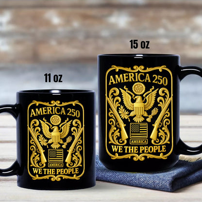 1776 - 2026 America 250th Anniversary Black Mug