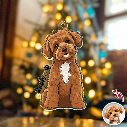 Custom Cute Dog Photo Portrait Christmas Decoration Acrylic Ornament